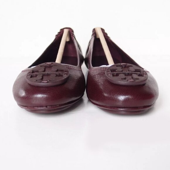 Tory Burch $228 MINNIE TRAVEL BALLET Flats Plum Dark Burgundy 10 10.5 - Picture 2 of 10